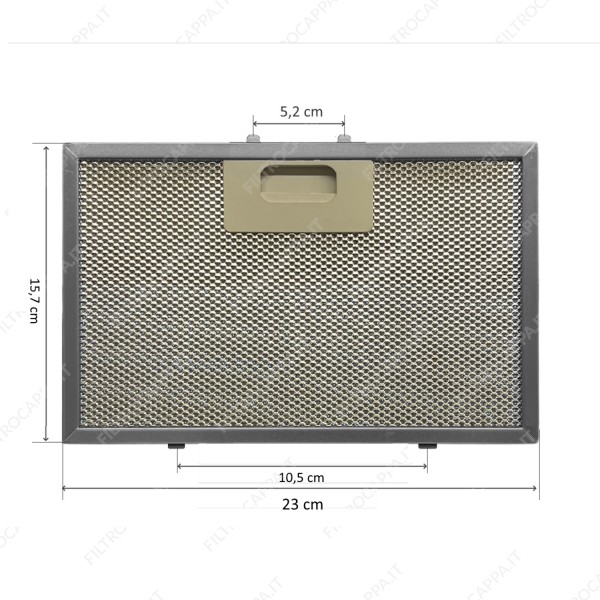 Filtro metallico alluminio 23 x 15,7 cm per Cappa Cilindro Tecnowind SPK1876