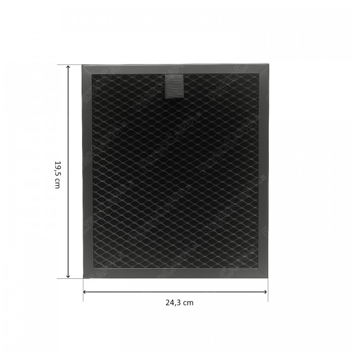Filtro de carbón de larga duración (paquete de 2) 19,5 × 24,3 cm para campana extractora AEG ELECTROLUX FKS017