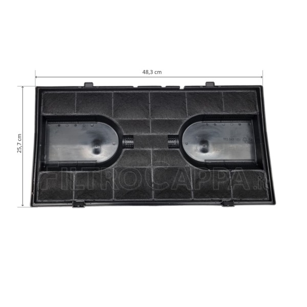 Filtro de carbón activado Mod.190 48,3 x 25,7 cm para campana extractora ELICA WHIRLPOOL AEG KIT0161398
