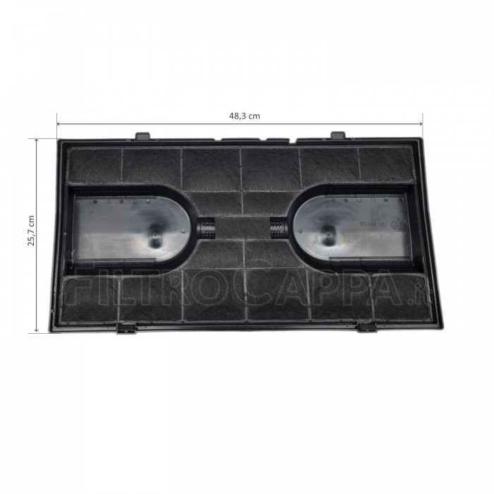 Filtro de carbón activado Mod.190 48,3 x 25,7 cm para campana extractora ELICA WHIRLPOOL AEG KIT0161398
