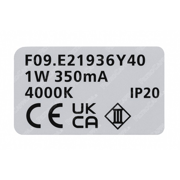 Refletor LED Diâmetro 3 cm 1 W 4000K Acabamento em Aço Escovado para Coifa F09.E21936Y40