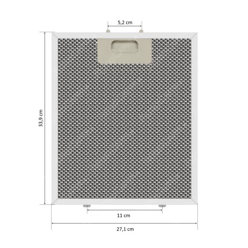 Filtro metálico de aluminio de 33,9 x 27,1 cm para campana extractora Franke Tiber Arno 133.0574.620