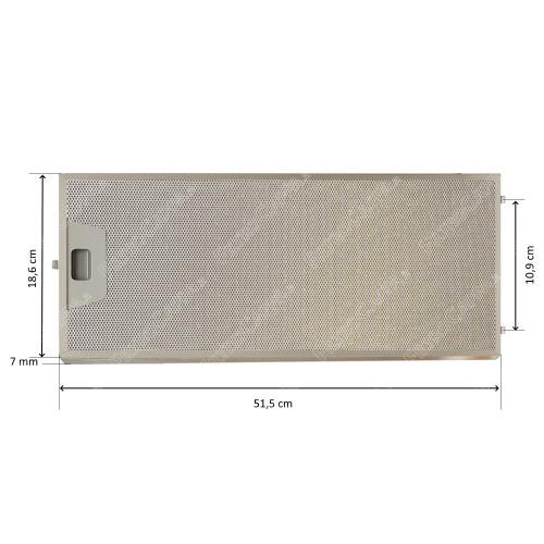 Filtro metálico de aluminio 51,5 x 18,5 cm para campana extractora Faber Franke Ikea 133.0530.335