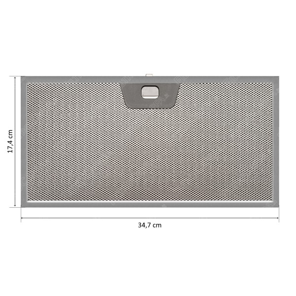 Filtro de grasa de aluminio de 34,7 x 17,4 cm para campana extractora FABER 133.0073.671