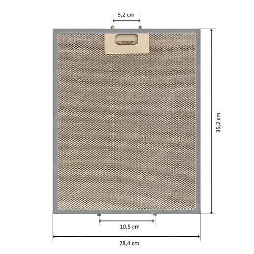 Filtro de metal de alumínio 35,2 x 28,3 cm para coifas Tecnowind Franke 00SP002960Q