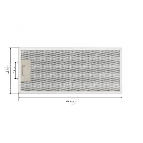 Filtre métallique en aluminium 42 x 16 cm pour hotte aspirante TRT CAL52INCCMP
