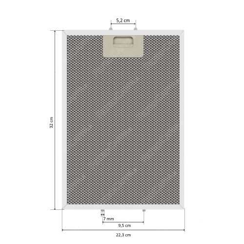 Filtro de grasa de aluminio 22,3 x 32 cm para campanas extractoras BARRIVIERA