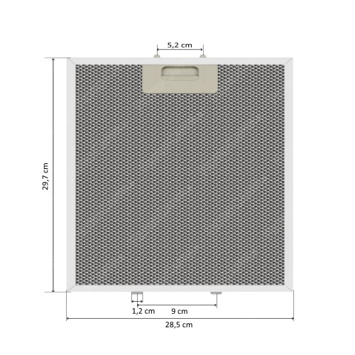 Filtro de grasa de aluminio 28,5 x 29,7 cm para campana extractora FIM KAPPE K ISOLA.