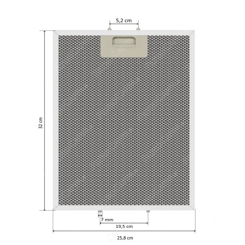 Filtro de grasa de aluminio 25,8 x 32 cm para campanas extractoras BARRIVIERA modelo K14/P/F