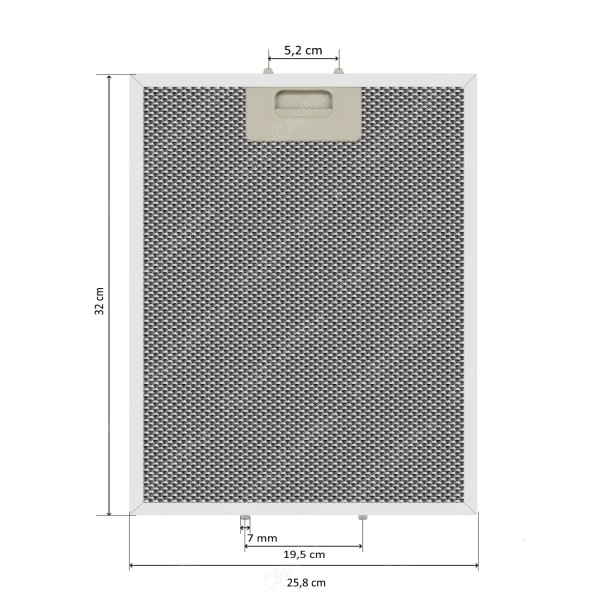 Filtro de gordura em alumínio 25,8 x 32 cm para coifas BARRIVIERA modelo K14/P/F