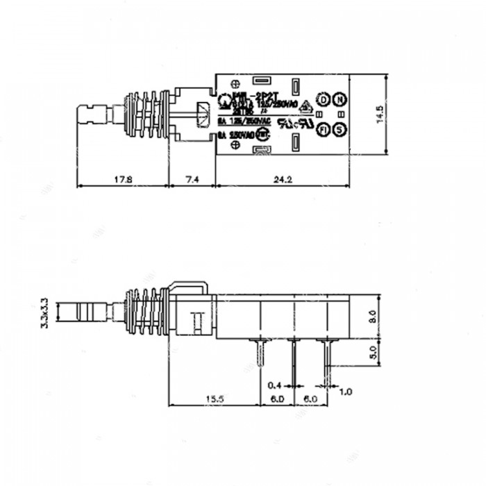 Botón interruptor de placa de teclado de capó TONELUCK PWL-2P2T 6A PCB 25T85