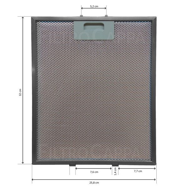 Filtre métallique en aluminium 32 x 25,8 cm Elica Turboair Gorenje Barriviera
