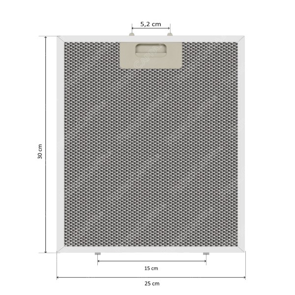 Filtre à graisse en aluminium 25 x 30 cm pour hottes aspirantes FIM KAPPE K LINEA