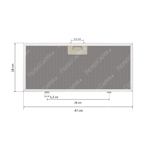 Filtro de grasa de aluminio 47 x 18 cm para campana extractora FIM KAPPE K120