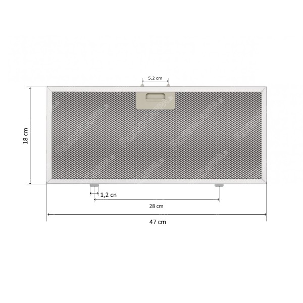 Filtro de grasa de aluminio 47 x 18 cm para campana extractora FIM KAPPE K120