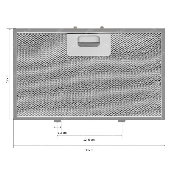 Filtro metallico alluminio 30 x 17 cm per cappa Max Fire 144200250