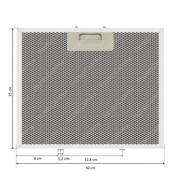 Filtro de metal de aluminio de 30 x 25 cm para Electrolux Max Fire FCA0018
