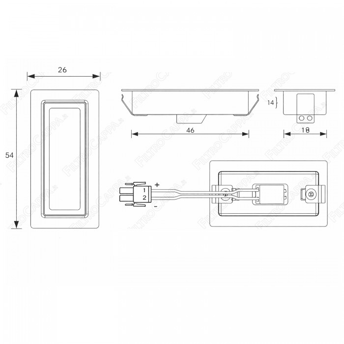 Foco LED de 12 V, 1 W, 3000 K, 4 LEDs, SPOTLIGHT S2000 para campanas extractoras FABER FRANKE IKEA WHIRLPOOL 133.0603.761