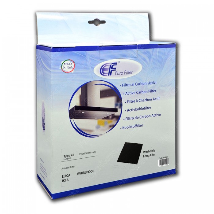 Langlebiger Aktivkohlefilter 19 x 22,5 cm Mod.45 für ELICA ELECTROLUX AEG Dunstabzugshaube FKS431