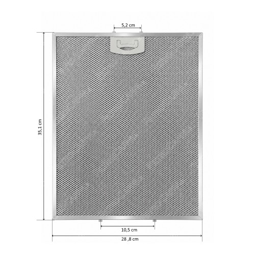 Filtro de gordura em alumínio 28,8 x 35,1 cm para coifa TECNOWIND 00SP002990Q