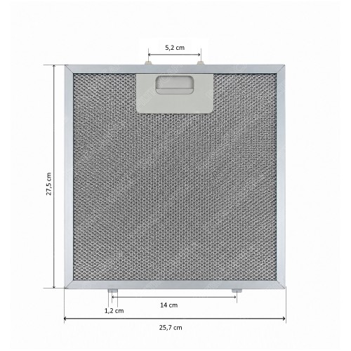 Filtro de grasa de metal de aluminio de 25,7 x 27,5 cm para campana extractora SILVERLINE FCA0024