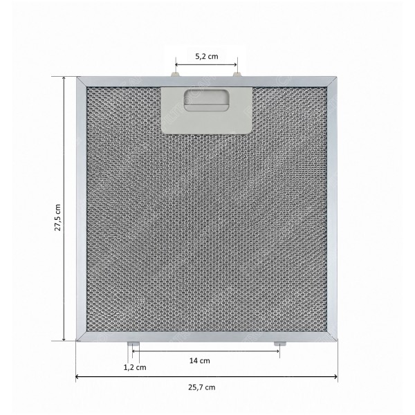 Filtro de grasa de metal de aluminio de 25,7 x 27,5 cm para campana extractora SILVERLINE FCA0024