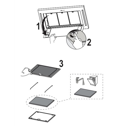 Filtre à charbon actif longue durée (kit de 3 pièces) pour hotte Faber Heaven 112.0471.608 2