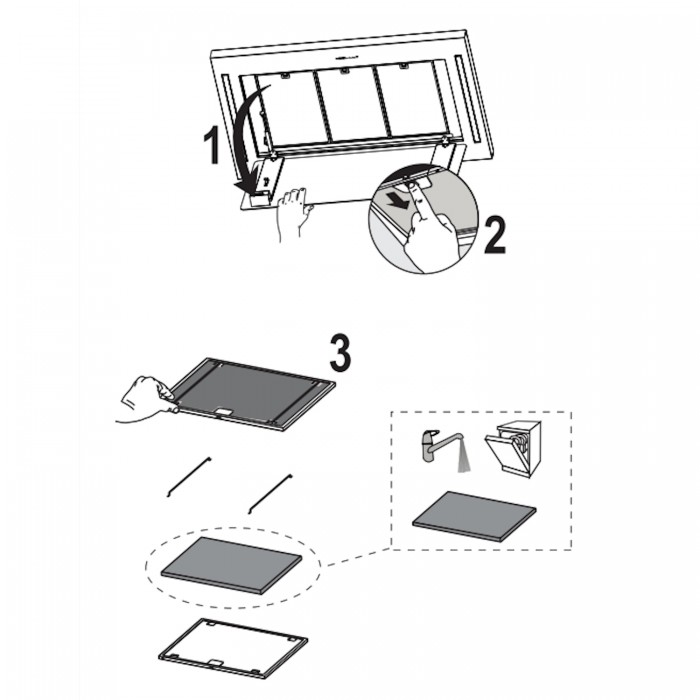 Filtro carbone attivo Long life (kit 3 pezi) per Cappa Faber Heaven 112.0471.608