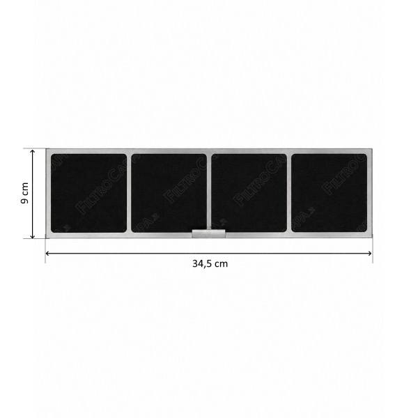 Filtre à charbon longue durée 34,5 x 9 cm pour hotte aspirante 133.0713.710