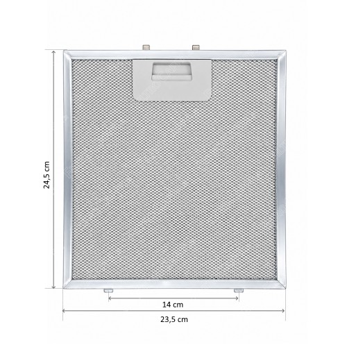 Curved Aluminum Metal Filter 23.5 x 24.5 cm for FALMEC Cooker Hood 101080113