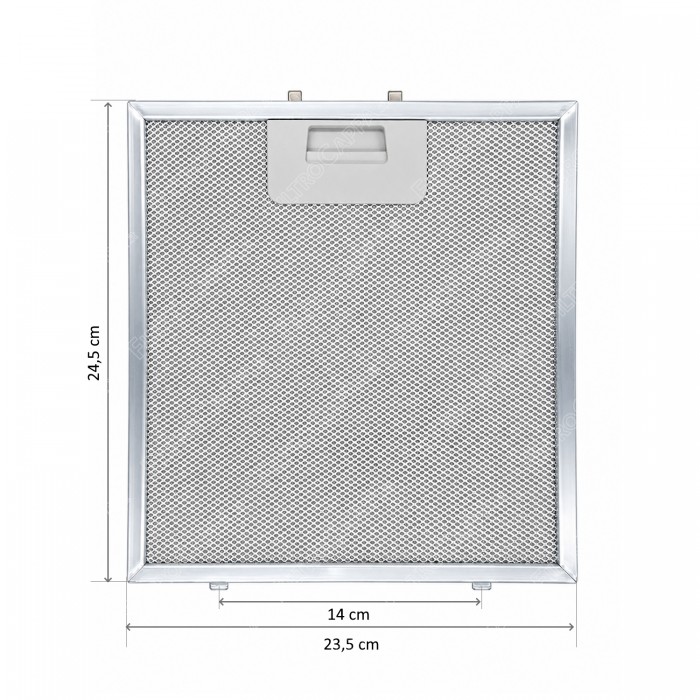 Filtro metallico alluminio 23,5 x 24,5 cm curvo per Cappa Falmec 101080113