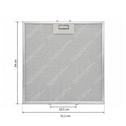 Filtro de metal de alumínio 32,2 x 34 cm para coifa SMEG KSE71X 693410708