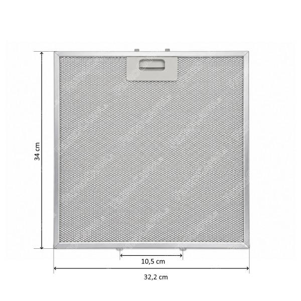 Filtro de metal de alumínio 32,2 x 34 cm para coifa SMEG KSE71X 693410708