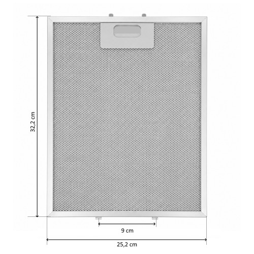 Filtro de metal de alumínio 25,2 x 32,2 cm para coifa SMEG 073410729