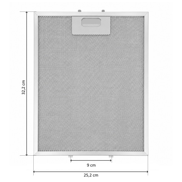 Filtro de metal de alumínio 25,2 x 32,2 cm para coifa SMEG 073410729