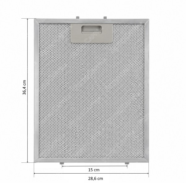 Filtro de alumínio anti-gordura de 28,6 x 36,4 cm para coifa Smeg 813410705
