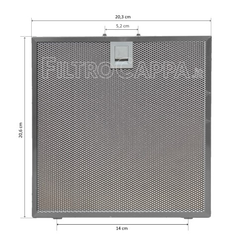 Filtre métallique en aluminium 20,3 x 20,6 cm pour hotte FALMEC VIRGOLA PLUS WALL 90