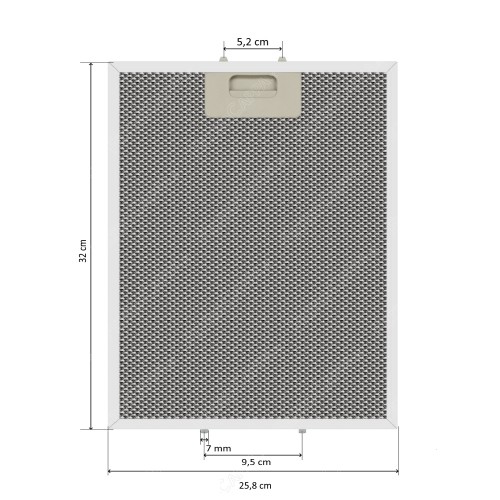 Filtro de grasa de aluminio 25,8 x 32 cm para campanas extractoras BARRIVIERA modelo K14/P/F