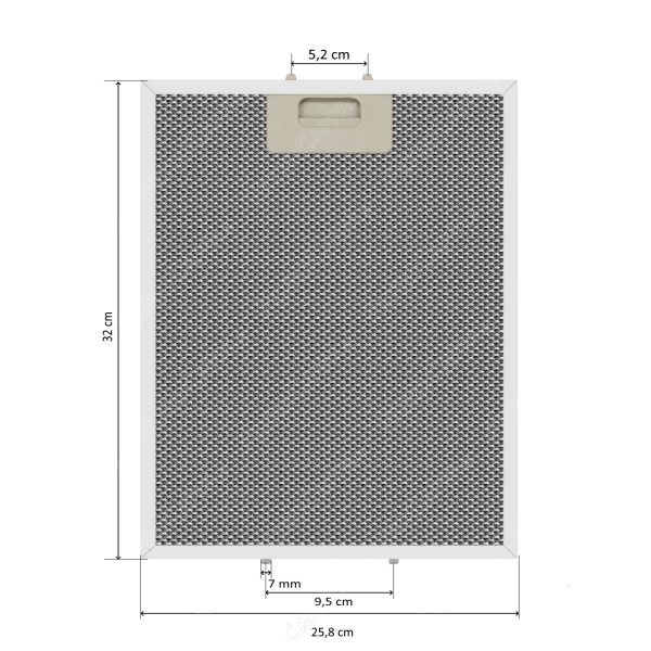 Aluminium Fettfilter 25,8 x 32 cm für BARRIVIERA Dunstabzugshauben Modell K14/P/F