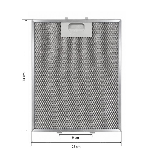 Filtro metálico de aluminio de 25 x 31 cm para campana extractora Bosch DKE FCA0039