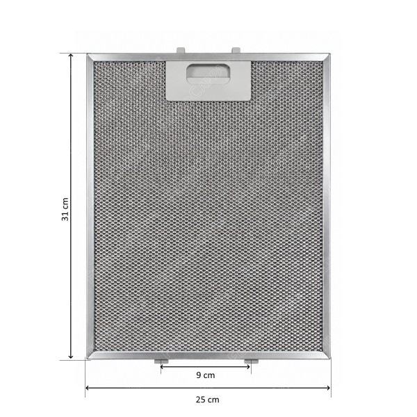 Filtre métallique en aluminium 25 x 31 cm pour hotte Bosch DKE FCA0039