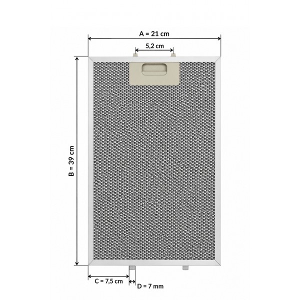 21 x 39 cm aluminum metal filter for FCA0043 hood