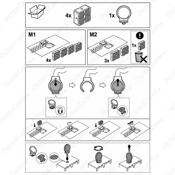 Kit de filtro de carbón cerámico para placas de cocción con campana extractora Aeg Electrolux Elica Nicola Tesla KIT0120952A