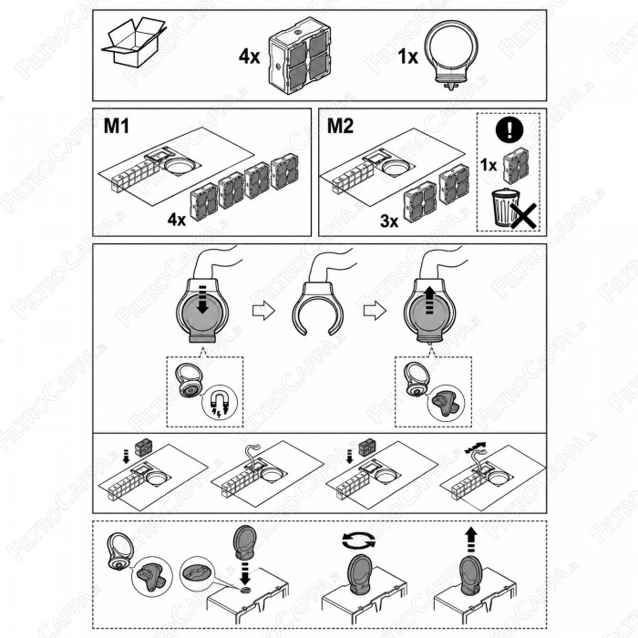 Kit de filtre à charbon céramique pour plaques de cuisson aspirantes AEG Electrolux Elica Nicola Tesla KIT0120952A