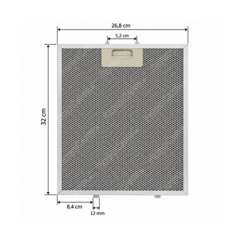 Filtro de metal de aluminio de 26,8 x 32 cm para campana extractora Lav.in Letizia FCA0044