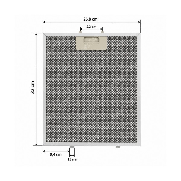 Filtro de metal de alumínio de 26,8 x 32 cm para coifa Lav.in Letizia FCA0044
