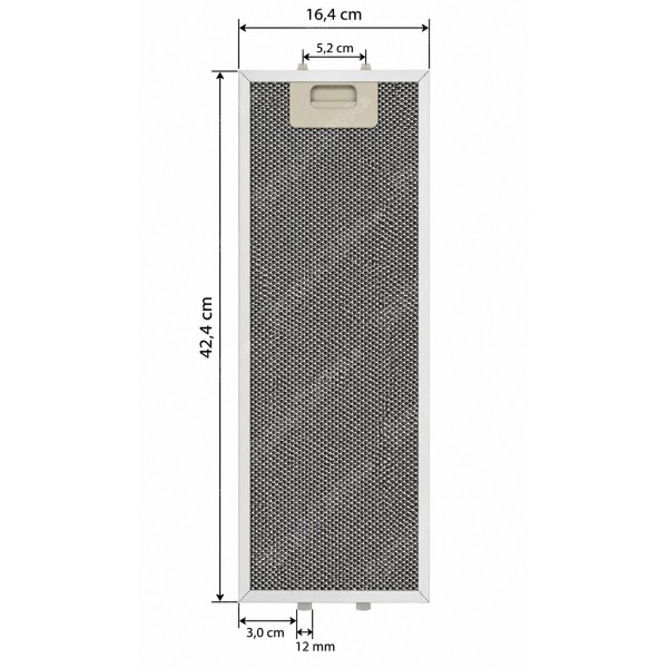 Filtro metallico alluminio 16,4 x 42,4 cm per Cappa FCA0042