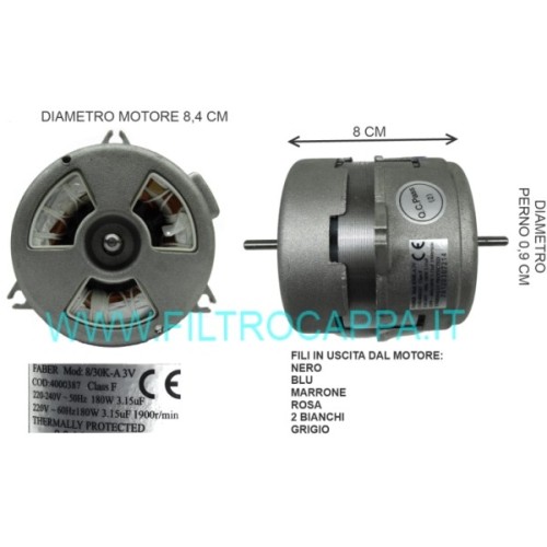 VENTILADOR DE MOTOR DE CAMPANA EXTRACTORA FABER FRANKE SMEG 8/30K-A3V 4000387 133.0016.840