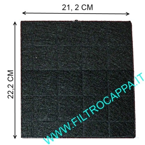 FILTRO CARBONE ATTIVO 21,2 X 22,2 CM CAPPE ASPIRANTI SMEG FIM KAPPE FALMEC