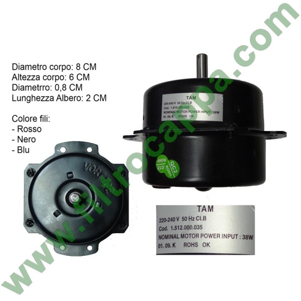Motor 38 W 220 V für Vortice Abluftventilator GZ-55/9 1.512.000.035
